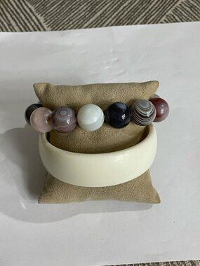 Marble Print Bead Stretch Bracelet & Bangle Set
